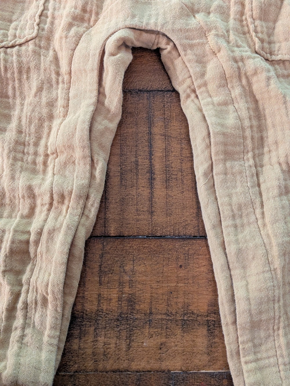 Soft Mustard Muslin Baby One-Piece Overalls, 24m Organic Cotton, Excellent - Picture 4 of 7